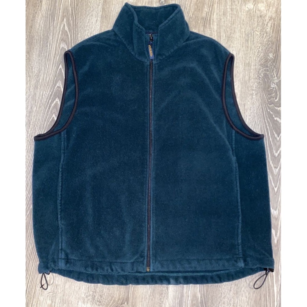 Men’s Woolrich Emerald Green Fleece Full Zip Vest Sz XL